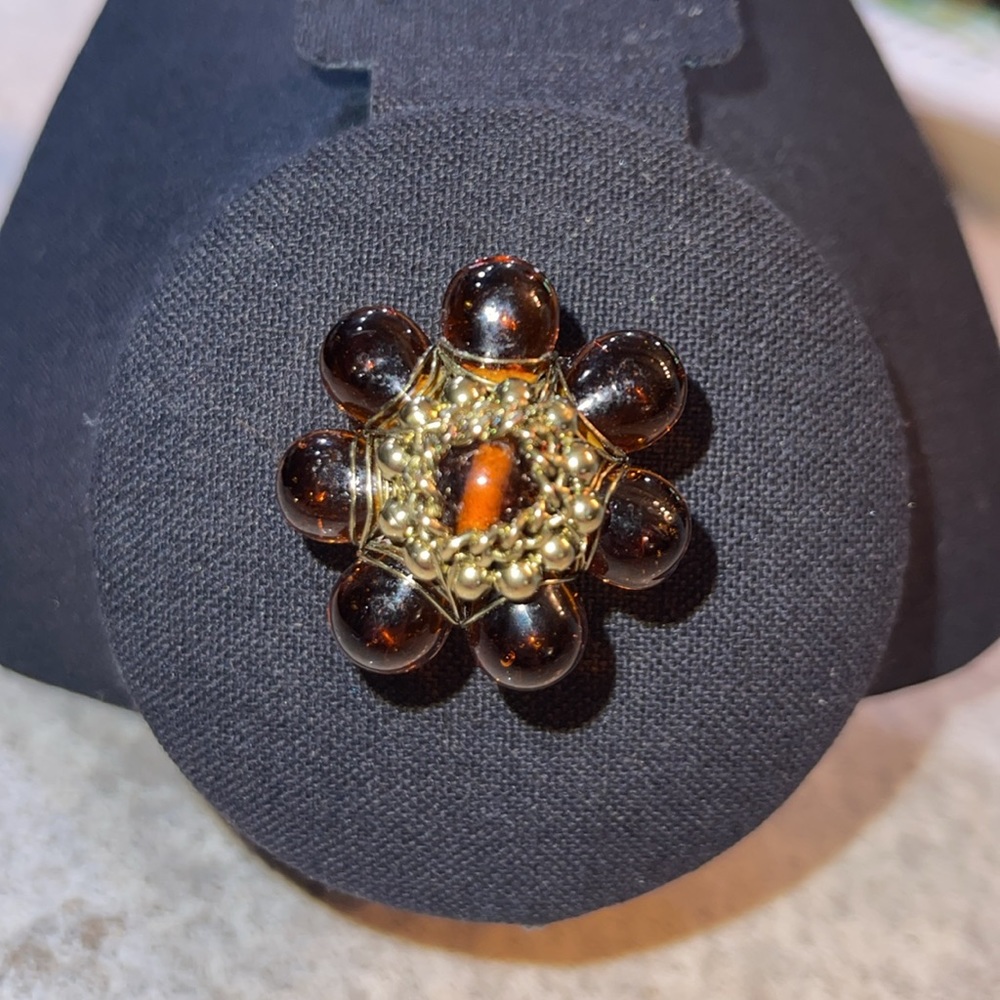 Artisan Made Large Statement Flower Ring Gold Twi… - image 3